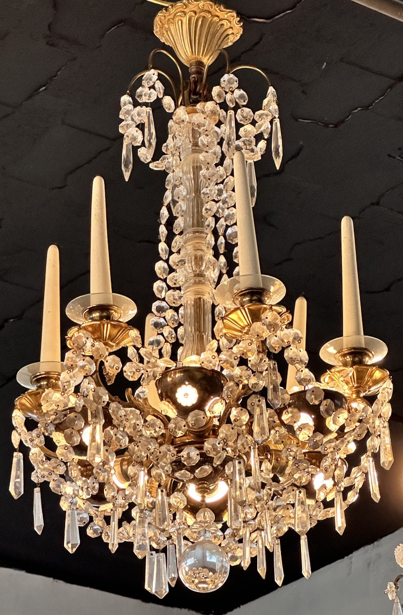 Lustre en cristal et bronze dorée - Style Louis XVI