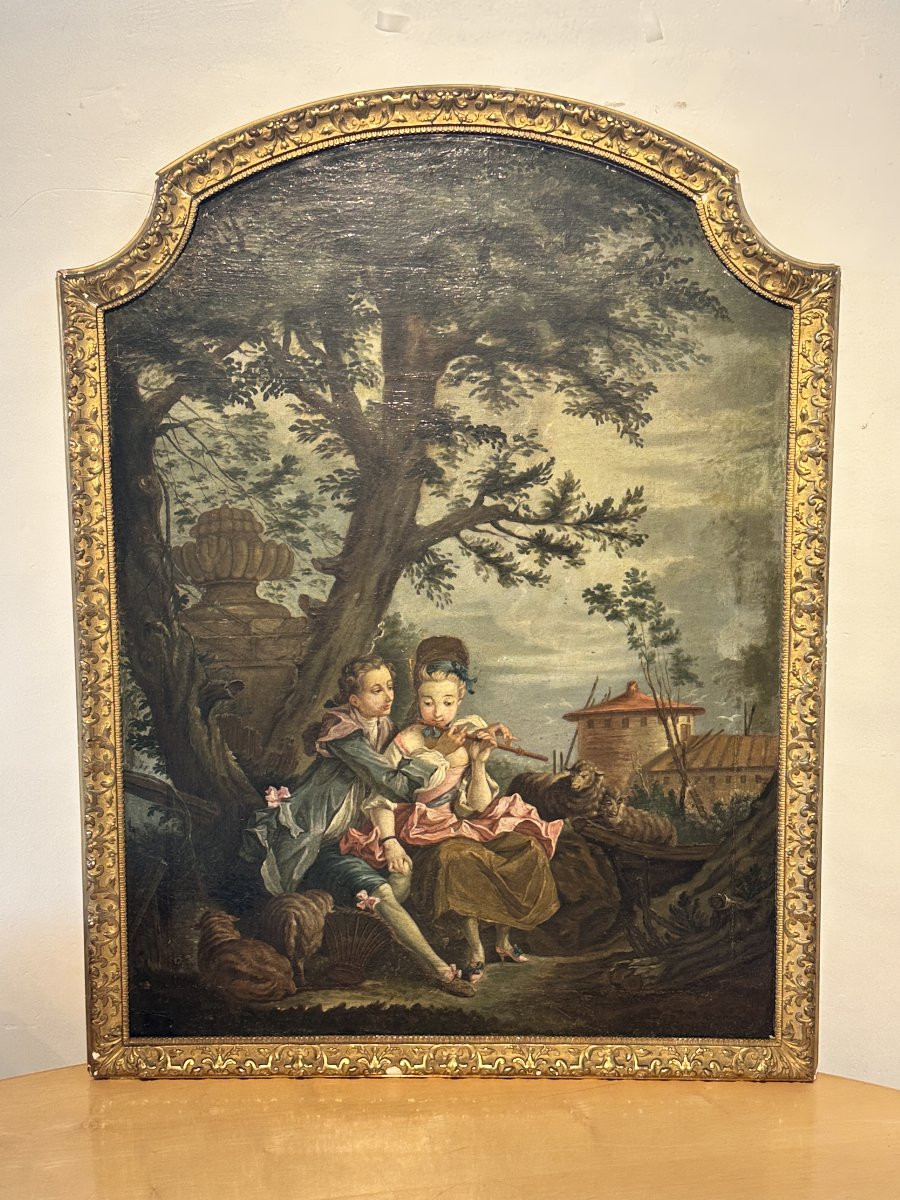 Huile sur Toile Époque XVIIIe / Style Rococo, « Scène Romantique à la Flûte » Boldini-photo-2