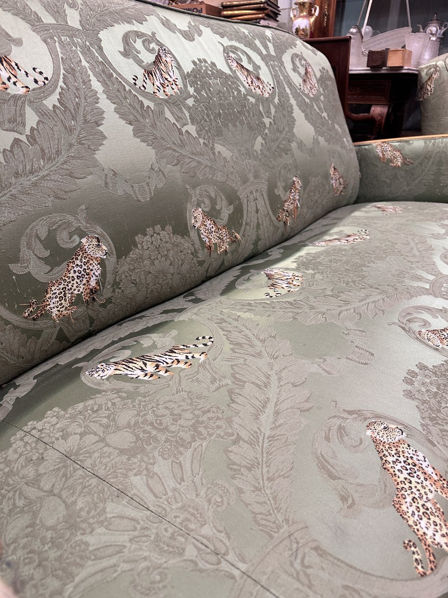 Ensemble de Salon Art Déco / Années 40 en Velours Façonné à Motifs Félins-photo-3