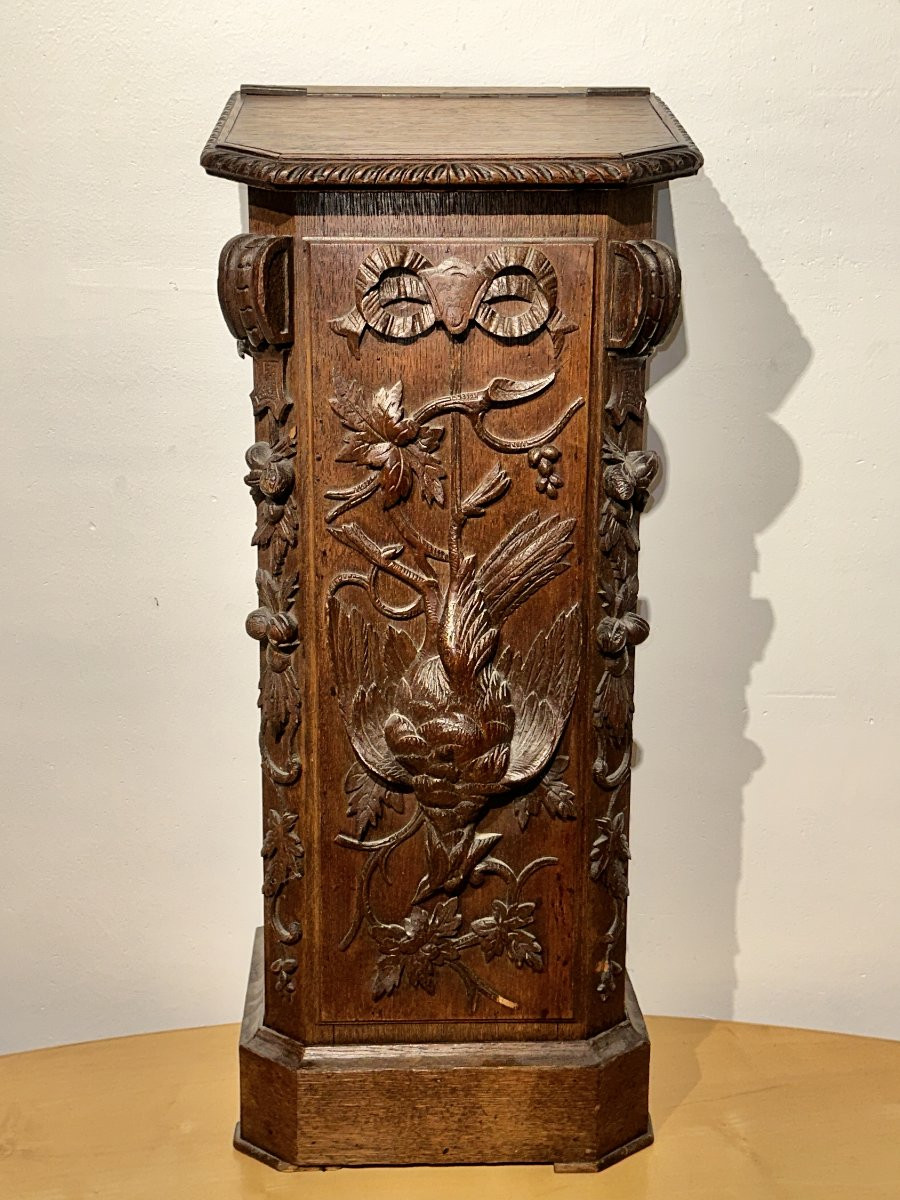 Coffre ou Huche à Pain en Chêne Sculpté – Décor de Chasse & Nature-photo-7