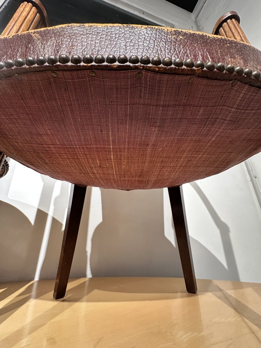 Pair Of Art Deco Lounge Chairs - Rosewood And Leather (circa 1930-1940)-photo-1