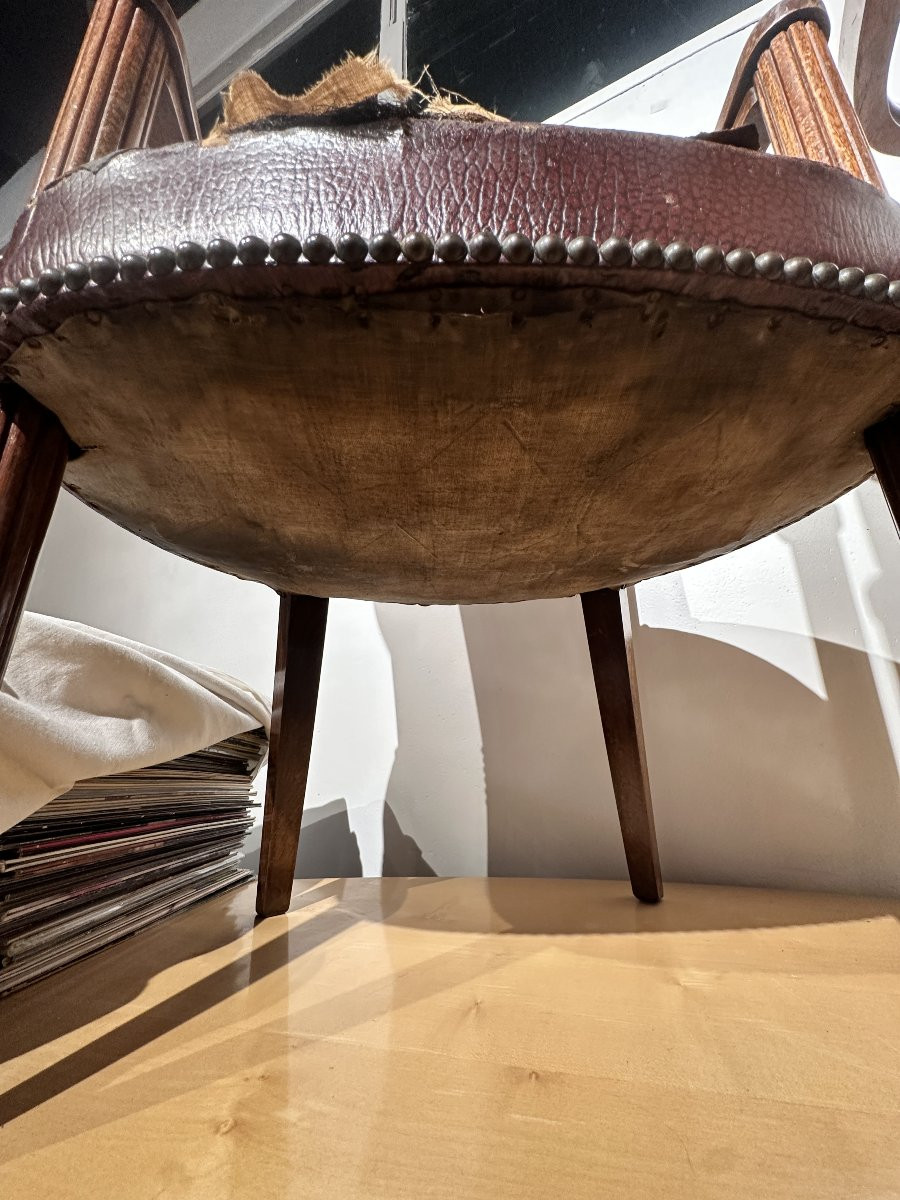 Pair Of Art Deco Lounge Chairs - Rosewood And Leather (circa 1930-1940)-photo-2