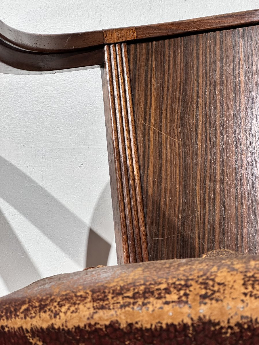 Pair Of Art Deco Lounge Chairs - Rosewood And Leather (circa 1930-1940)-photo-3