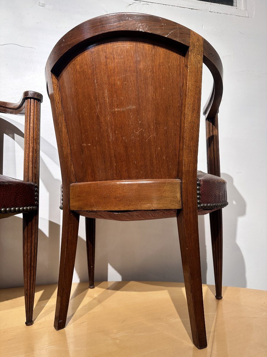 Pair Of Art Deco Lounge Chairs - Rosewood And Leather (circa 1930-1940)-photo-7