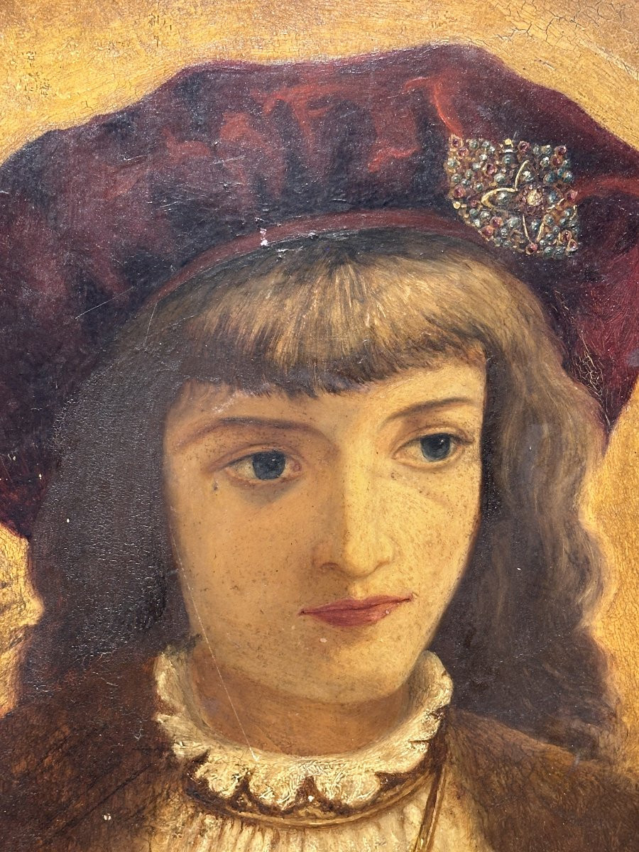 Plat en Majolique de Sarreguemines à décor peint - "Portrait de Jeune Homme" - Daté 1881-photo-2