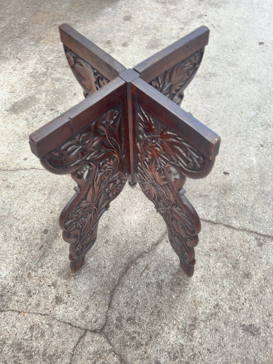 Antique Carved Wood Handkerchief Table - 19th Century-photo-1