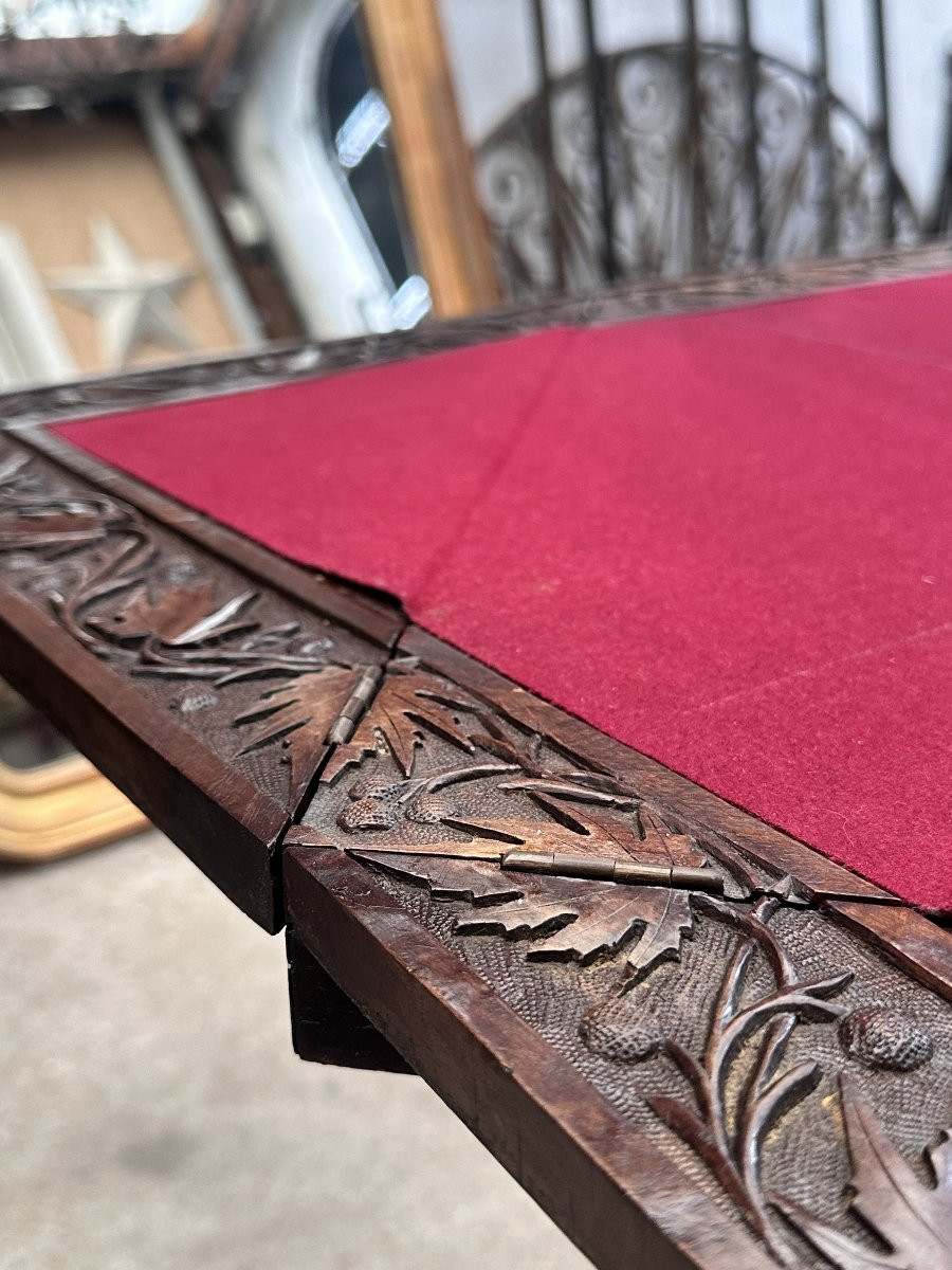 Antique Carved Wood Handkerchief Table - 19th Century-photo-8