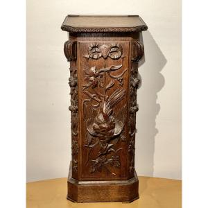 Coffre ou Huche à Pain en Chêne Sculpté – Décor de Chasse & Nature