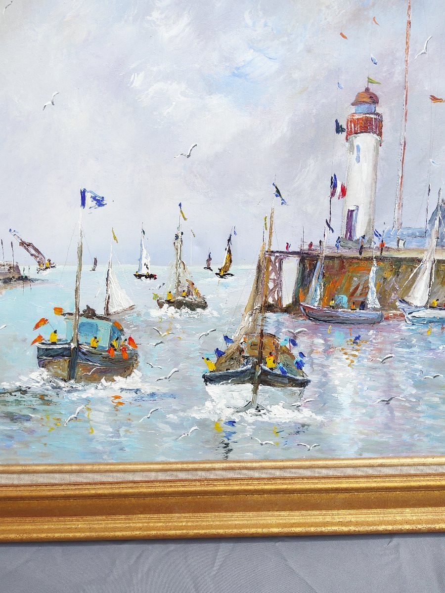 Tableau Honfleur René LERNON-photo-2