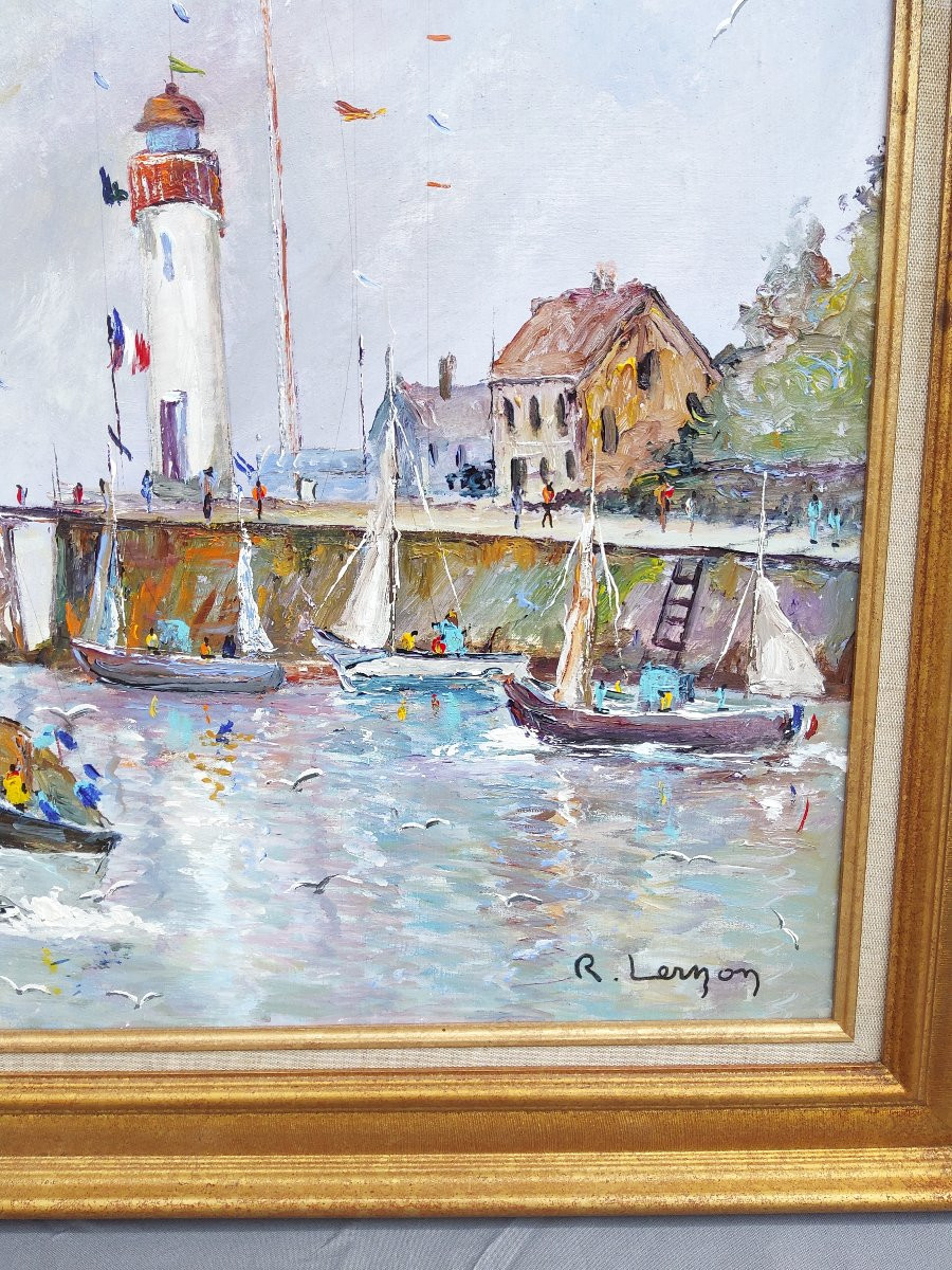 Tableau Honfleur René LERNON-photo-3