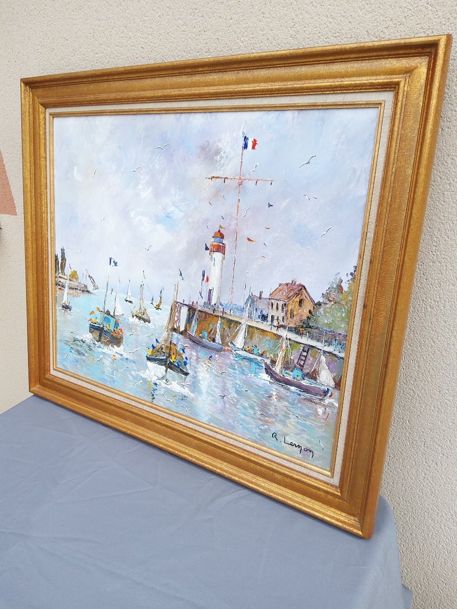 Tableau Honfleur René LERNON-photo-4