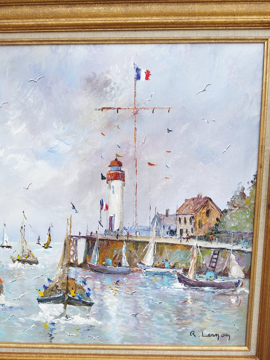 Tableau Honfleur René LERNON-photo-3