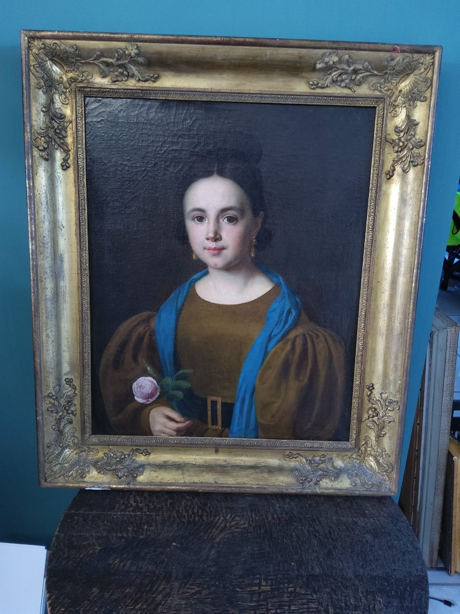 Portrait jeune fille huile sur toile -photo-2