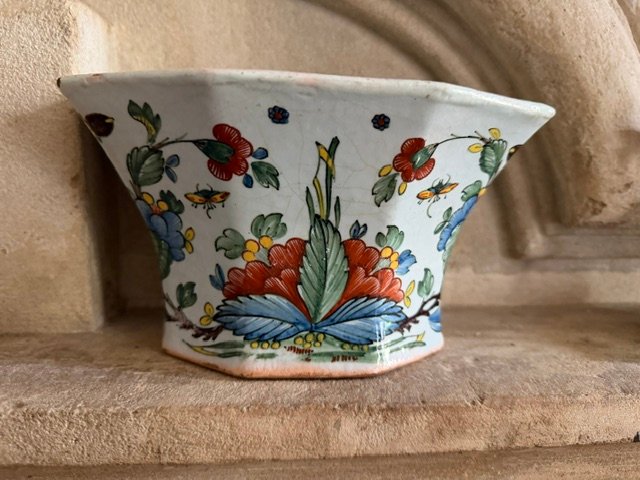 Pair Of 18th-century Rouen Earthenware Flower Vases-photo-2