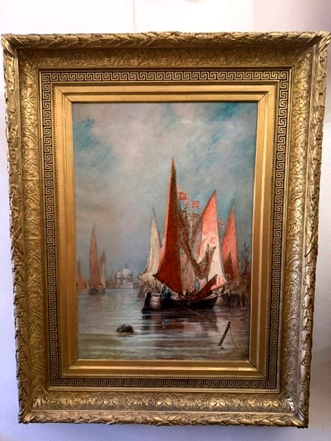 Venise, voiliers dans la lagune, au fond Santa Maria Del Salute Horacio CASSINELLI 