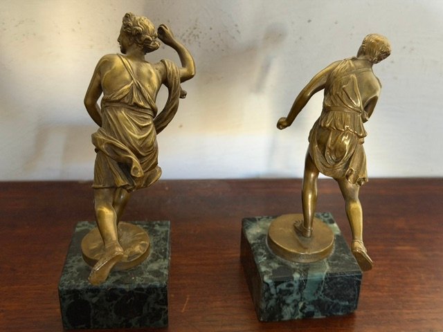 Suite de deux bronzes Hippomène et Atalante BARBEDIENNE Fondeur.-photo-3
