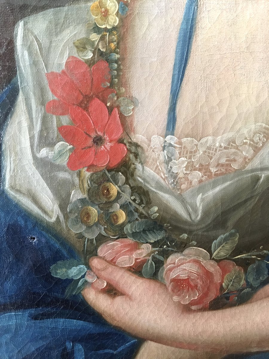 Portrait d'une Dame de qualité, huile sur toile XVIII ème -photo-1