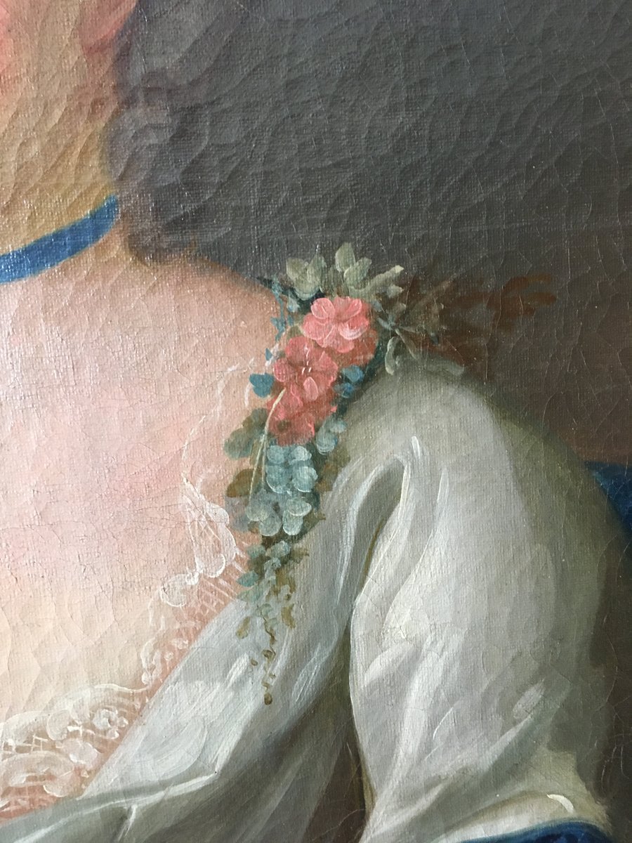 Portrait d'une Dame de qualité, huile sur toile XVIII ème -photo-3