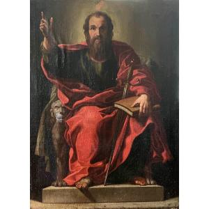 Grand portrait néoclassique représentant Saint Paul, travail fin XVIII ème, début XIX ème .