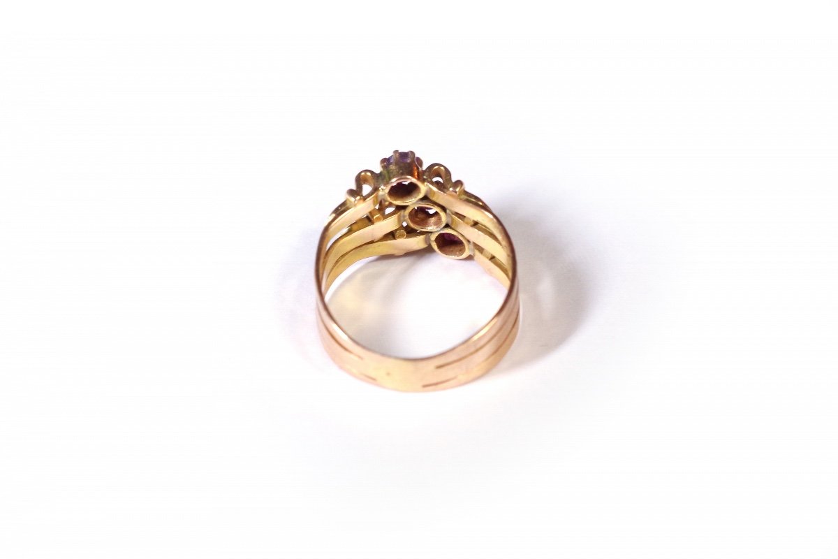 Victorian Belt Ruby Ring In Rose Gold 18 Karats Ruby Ring, Antique Belt Ring, Round Cut Rubies-photo-1