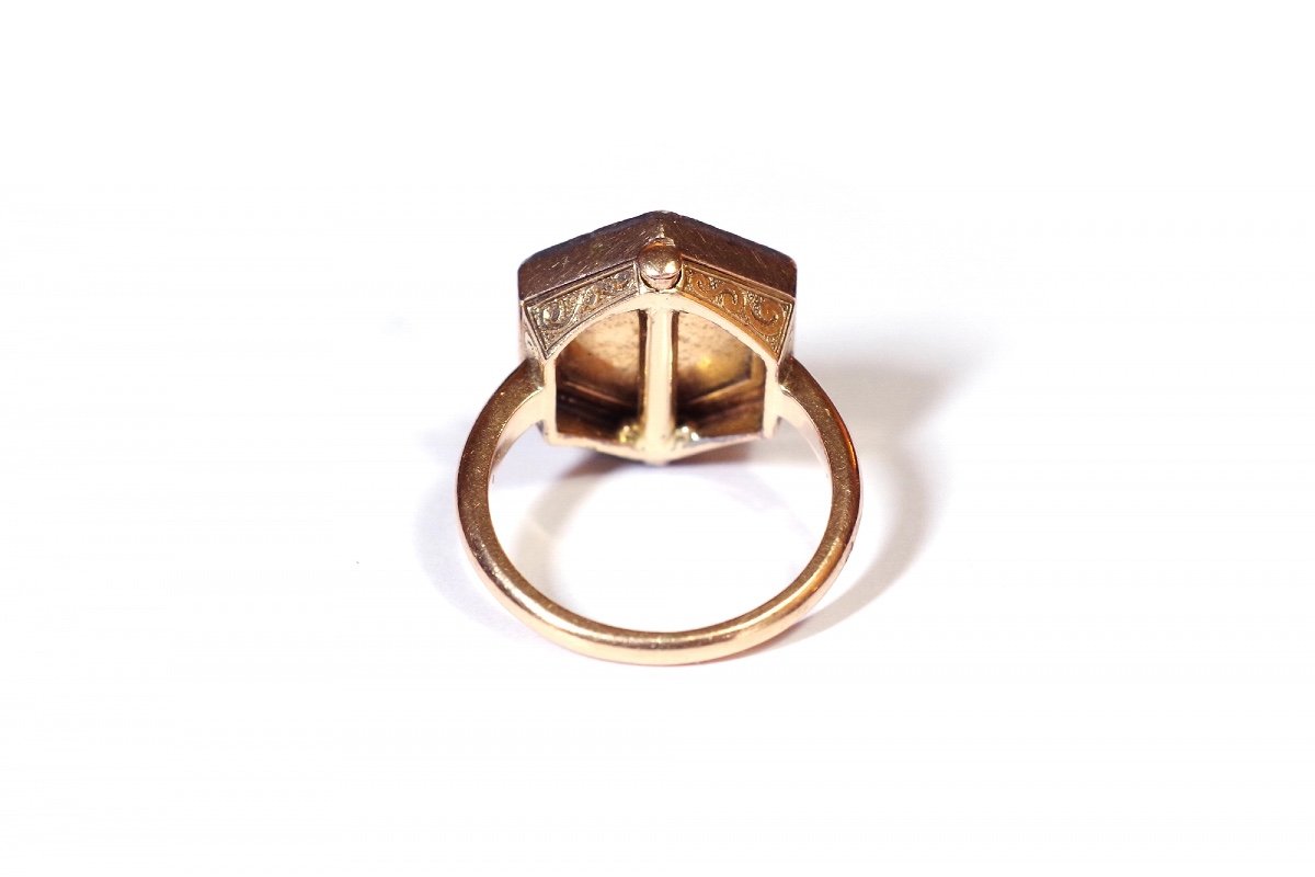 Bague Ancienne Portrait Diamants En Or Rose, Bague Amovible, Bijou A Transformation-photo-3