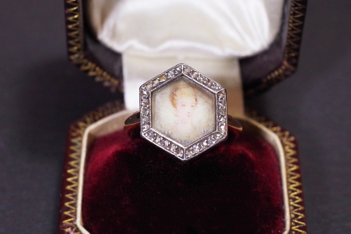 Bague Ancienne Portrait Diamants En Or Rose, Bague Amovible, Bijou A Transformation-photo-5