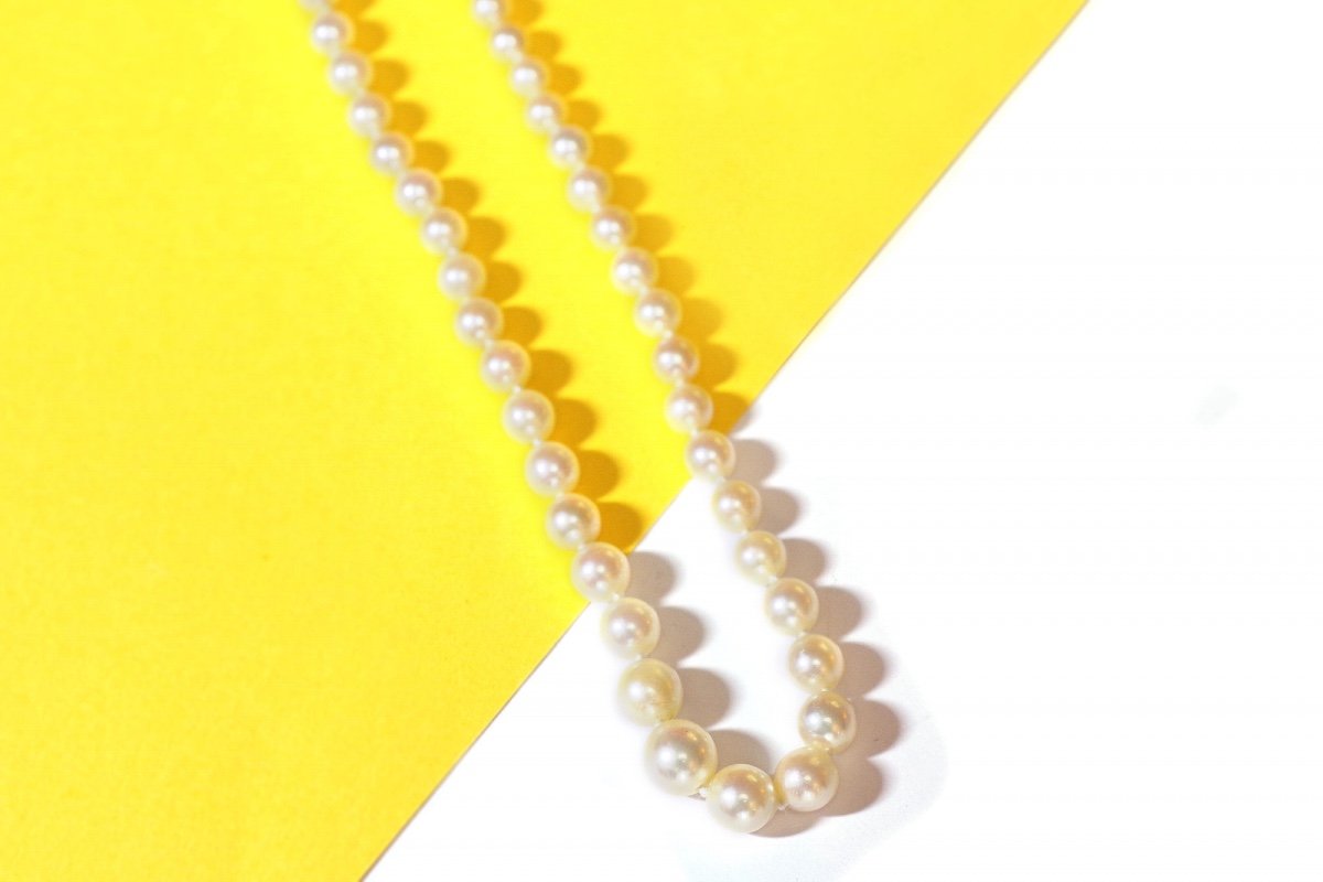 Collier De Perles Avec Un Fermoir En Or Blanc 18k, Collier Perles Vintage, Perles Blanches-photo-2