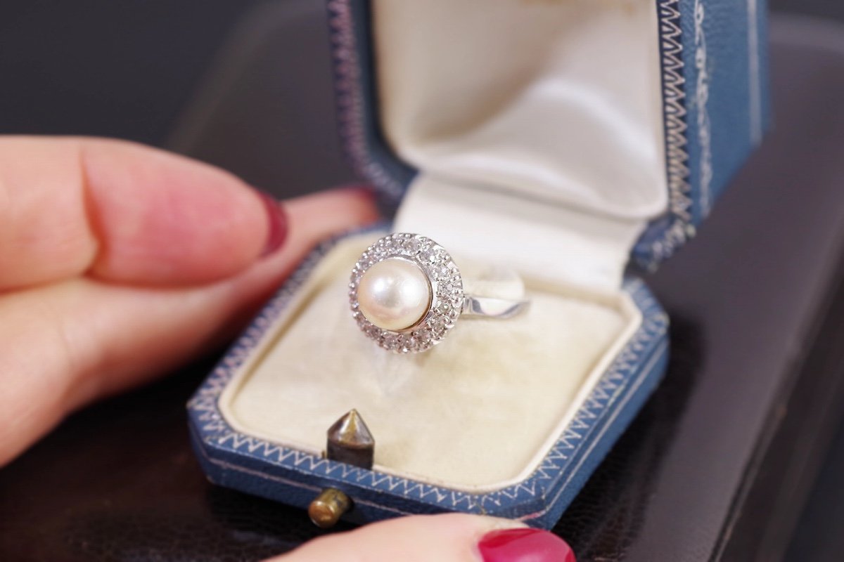 Black Pearl Leaf Engagement Ring Platinum Bridal Ring ABP317