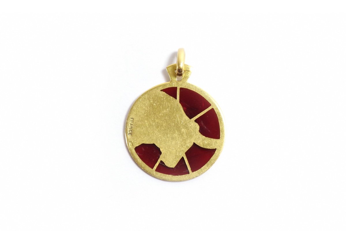 Médaille Taureau Arthus Bertrand En émail Plique à Jour, Bijou Art Deco, émail Translucide-photo-3