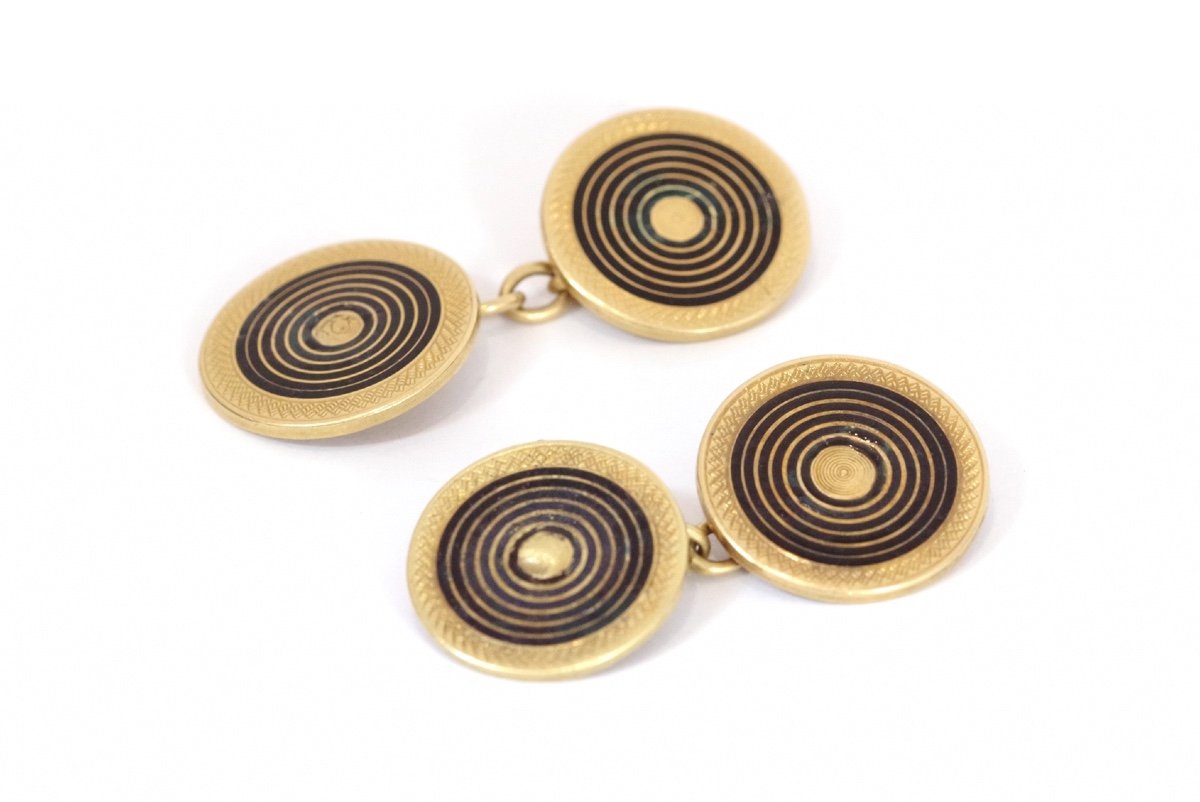 Art Deco Enameld Cufflinks Are Made Of 18k Gold, Jewelry For Men, Antique Cufflinks, Gold Black