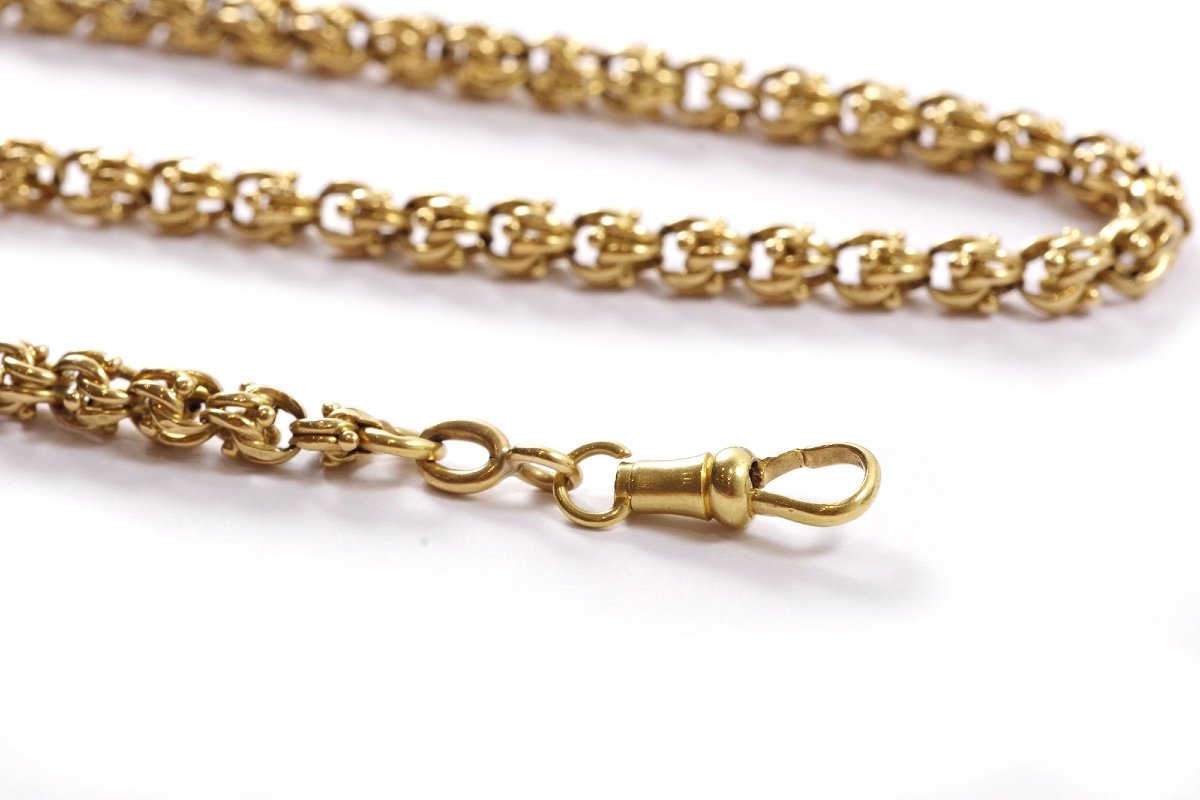 Gold Watch Chain Necklace In 18k Gold, Antique Choker Necklace, Watch Chain Necklace-photo-2