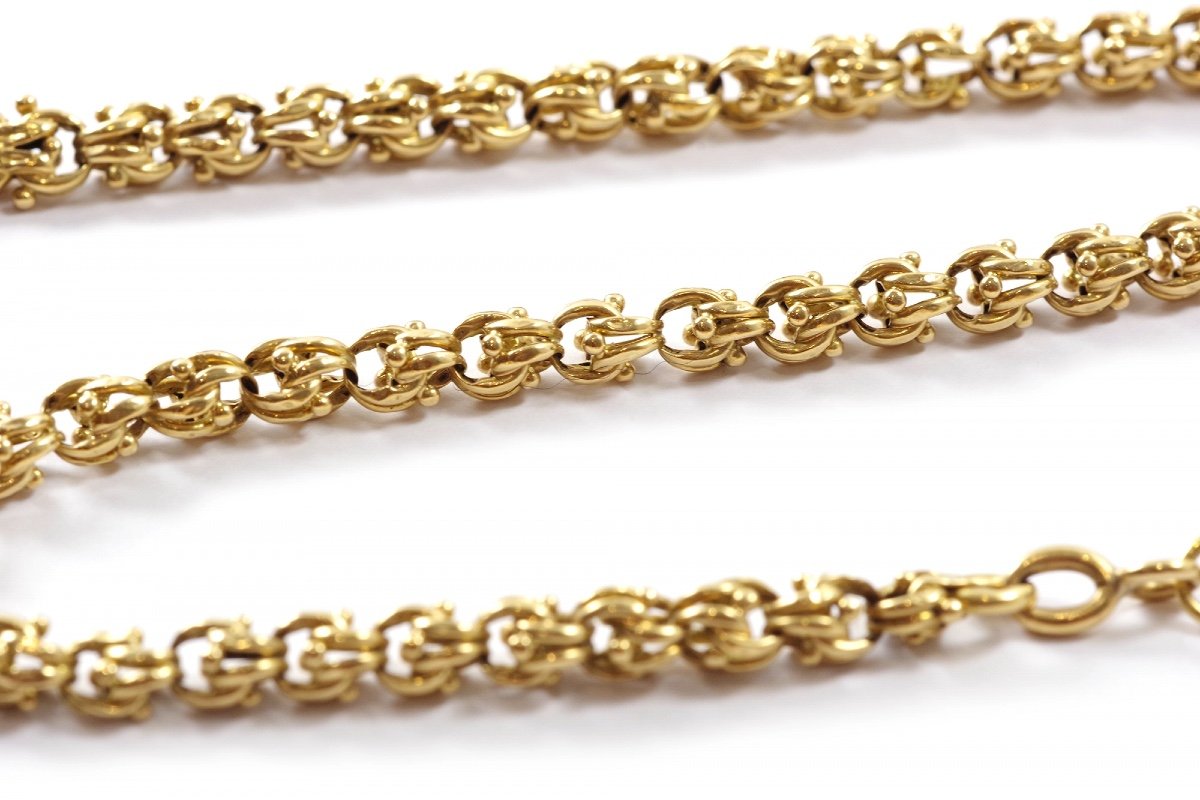 Gold Watch Chain Necklace In 18k Gold, Antique Choker Necklace, Watch Chain Necklace-photo-3