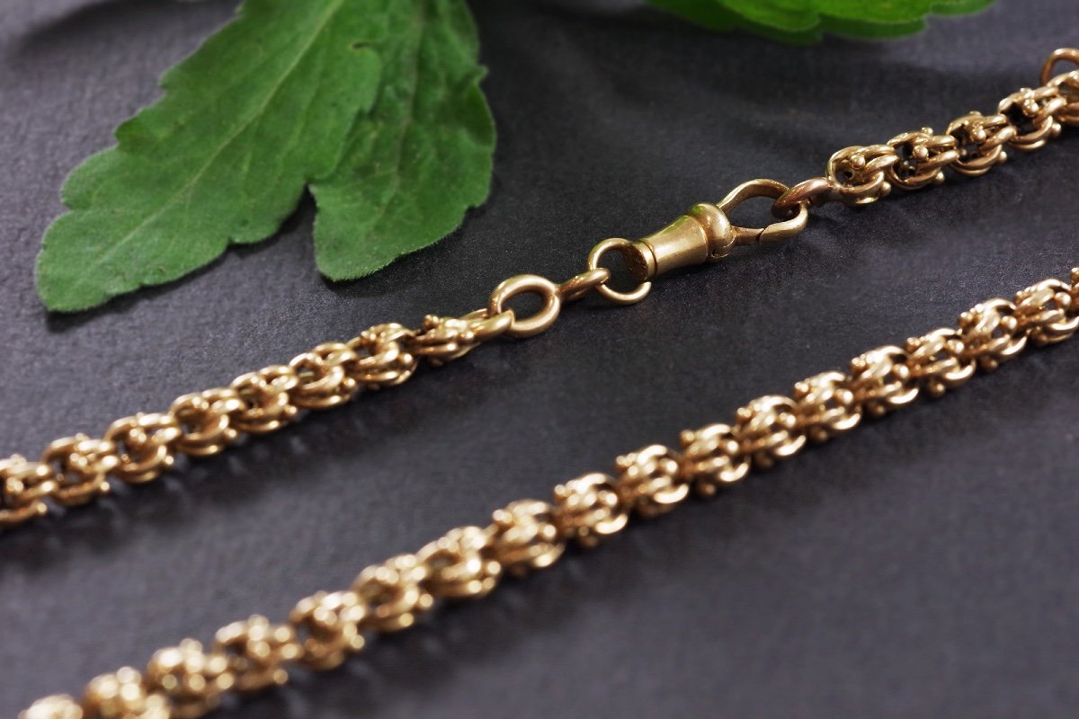 Gold Watch Chain Necklace In 18k Gold, Antique Choker Necklace, Watch Chain Necklace-photo-5