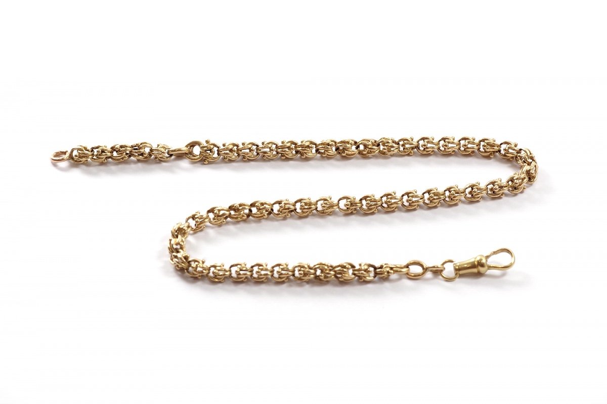 Gold Watch Chain Necklace In 18k Gold, Antique Choker Necklace, Watch Chain Necklace-photo-6