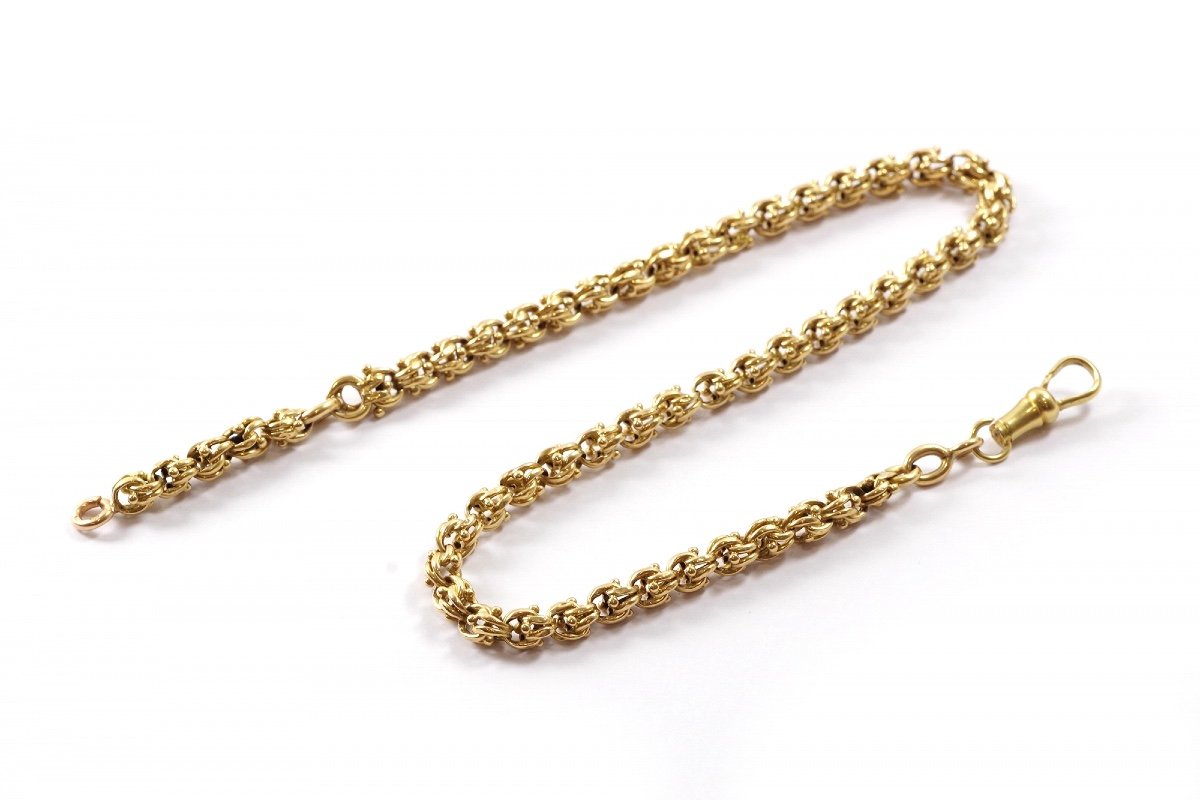 Gold Watch Chain Necklace In 18k Gold, Antique Choker Necklace, Watch Chain Necklace