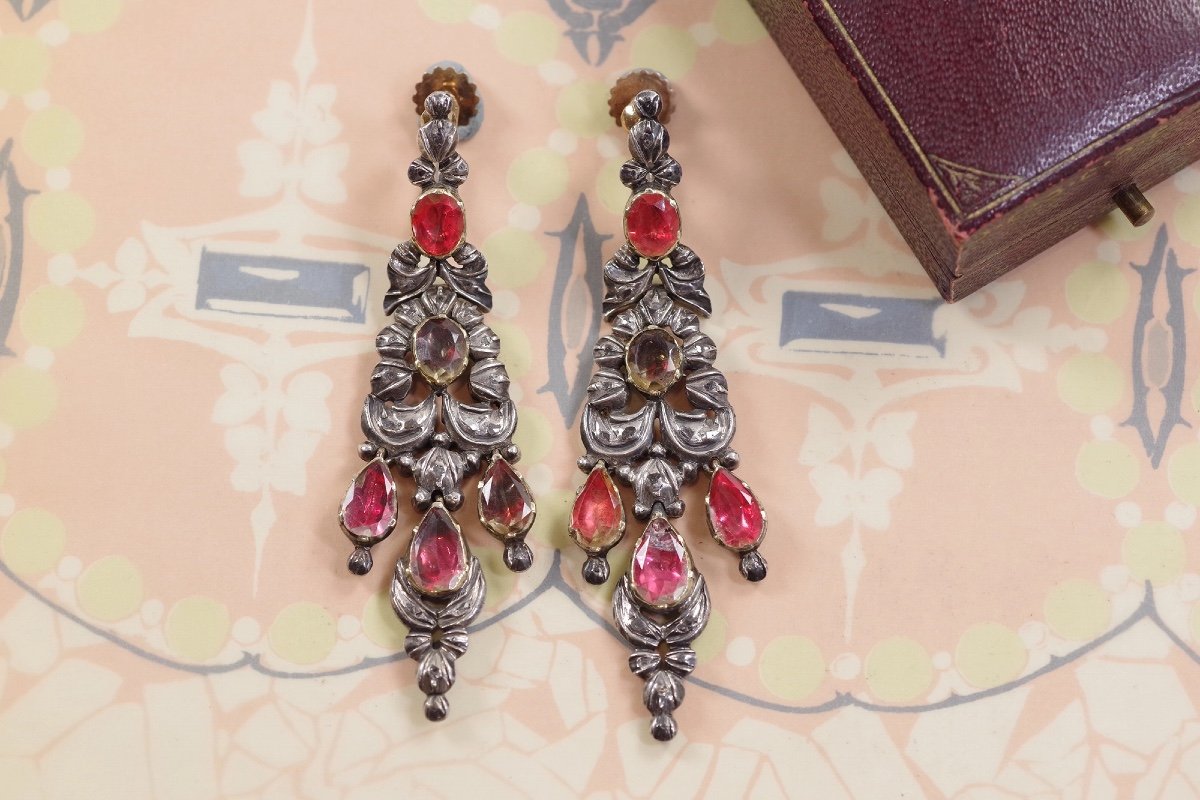 Antique Iberian Foiled Citrines Earrings In 18k Gold And Silver, Iberian Earrings-photo-2