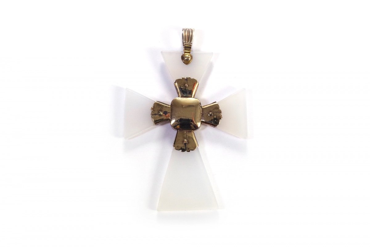 Pendentif Croix De Malte Calcédoine En Or 14k, Croix Religieuse, Croix Reliquaire, Calcédoine-photo-1