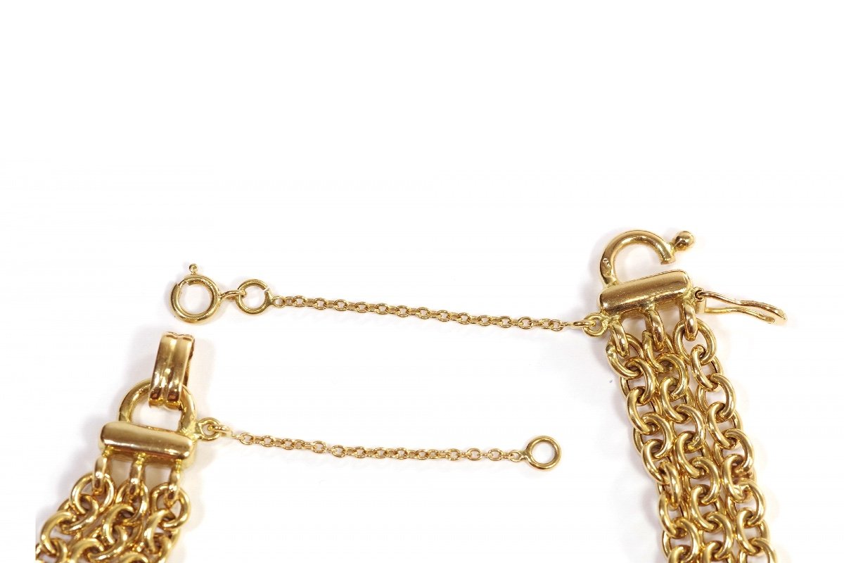 Vintage Flexible Bracelet In 18k Gold, Vintage Chain Bracelet, Blue Stone Bracelet-photo-1