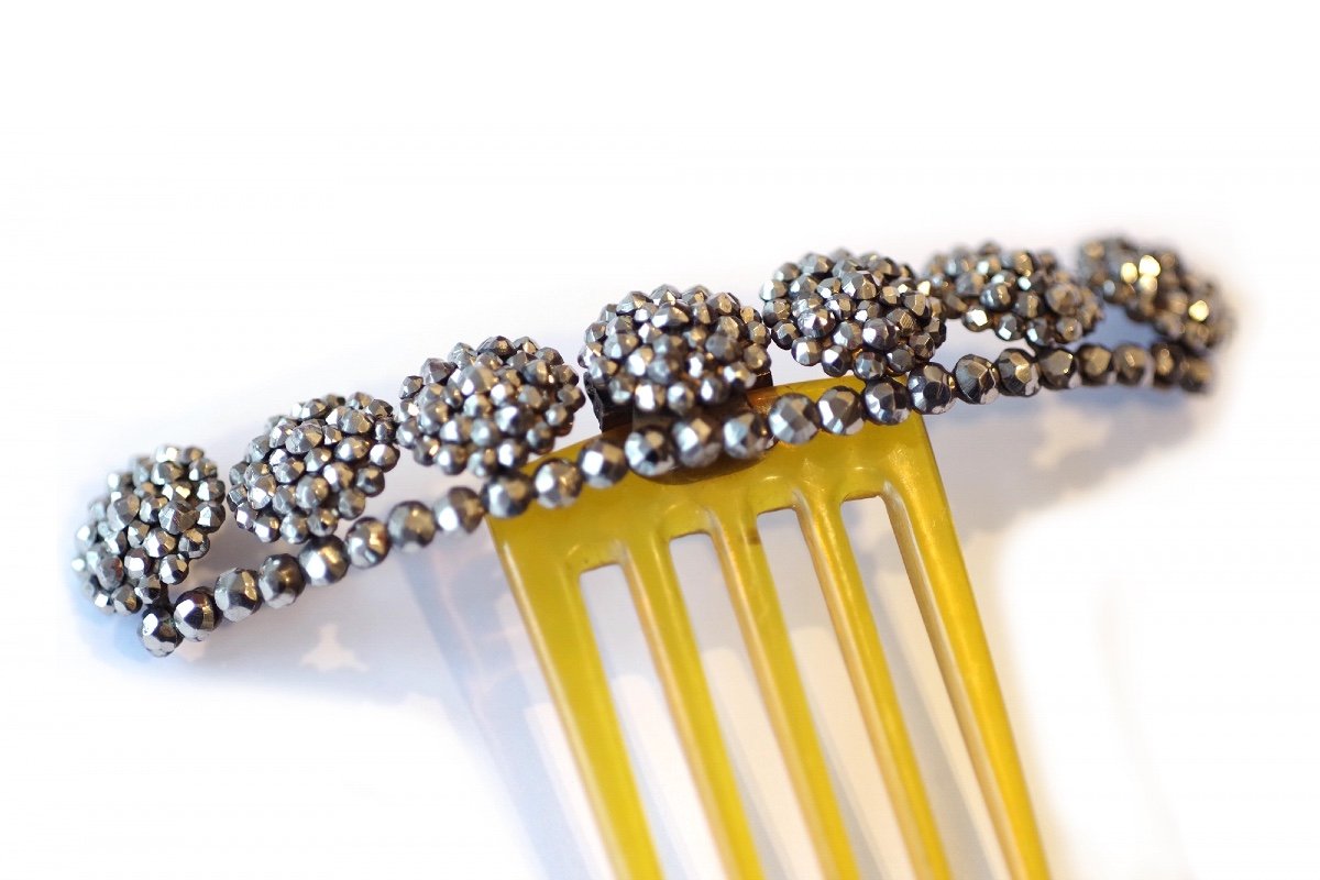 Steel-cut Hair Comb In Horn And Steel, Wedding Hairstyle, Wedding Comb, Hairpin, Head Jewelry-photo-2