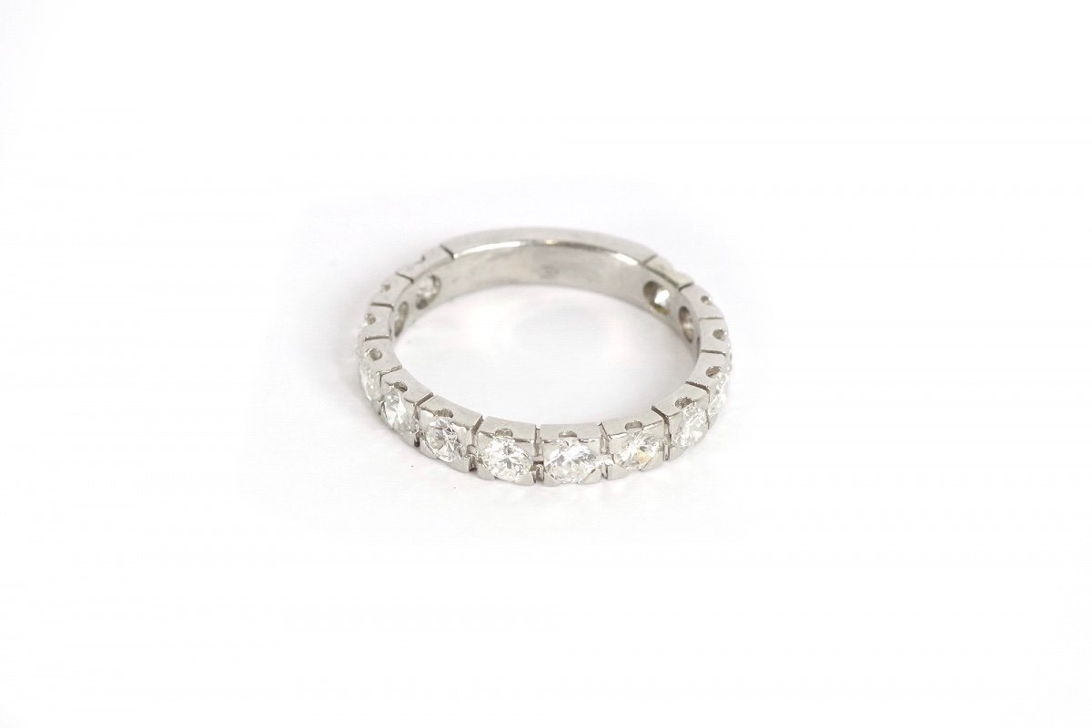 Proantic: Half Eternity Ring Band In Platinum And Diamonds, Brilliant