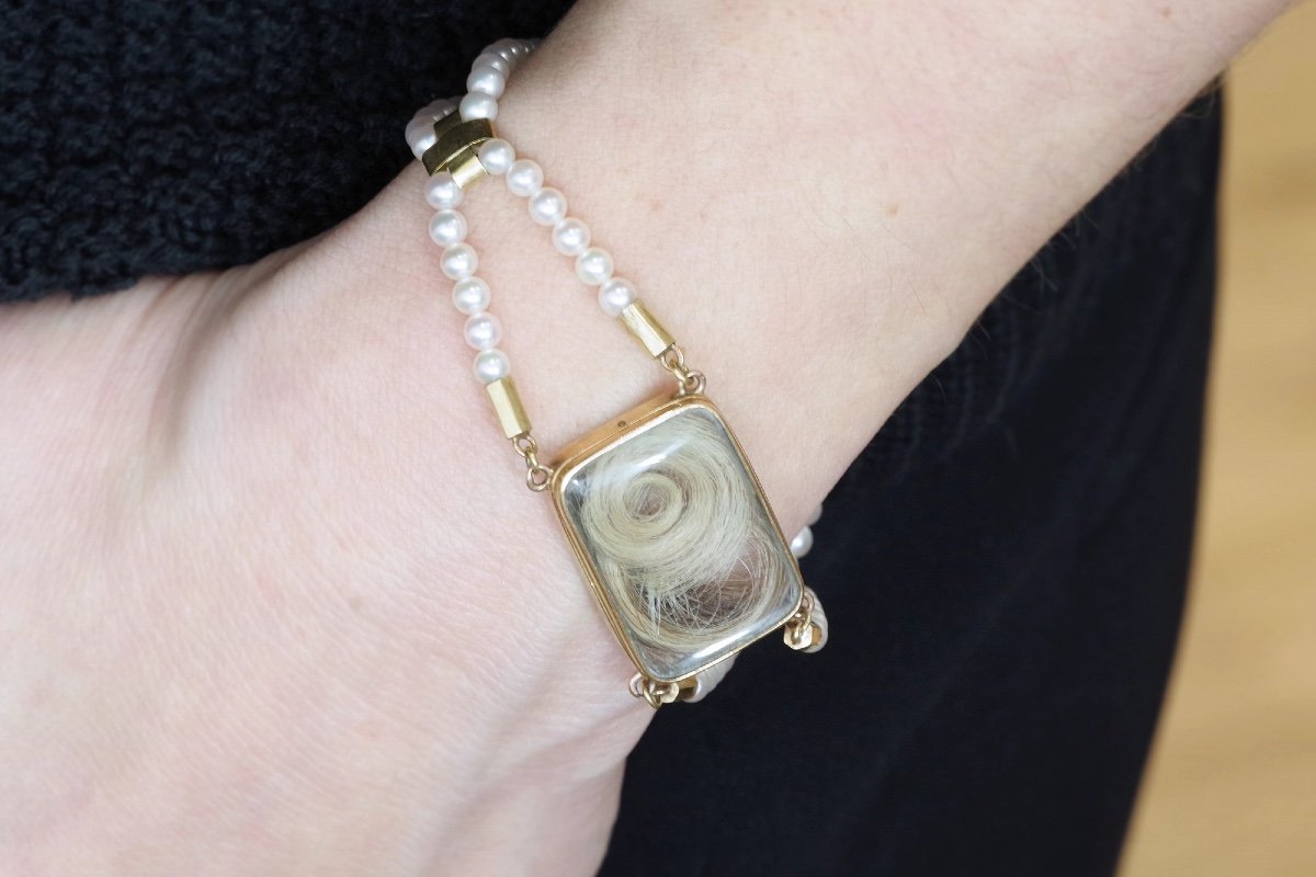 Bracelet De Perles Reliquaire En Or 18k, Bracelet Compartiment Secret Ancien, Bracelet Perles-photo-3