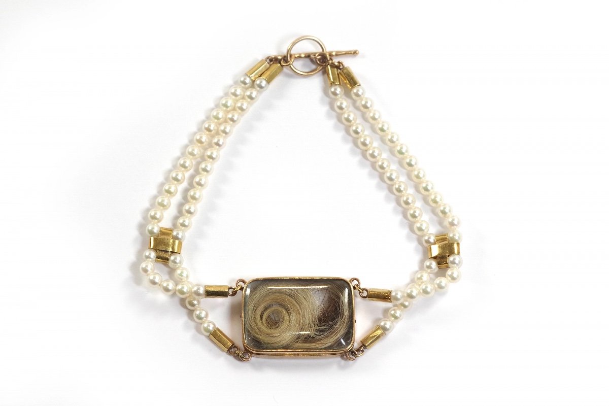 Bracelet De Perles Reliquaire En Or 18k, Bracelet Compartiment Secret Ancien, Bracelet Perles