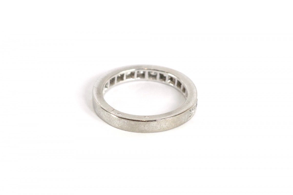 Art Deco Half Eternity Ring In 18-karat White Gold, Antique Cut Diamonds, Antique Jewelry-photo-3