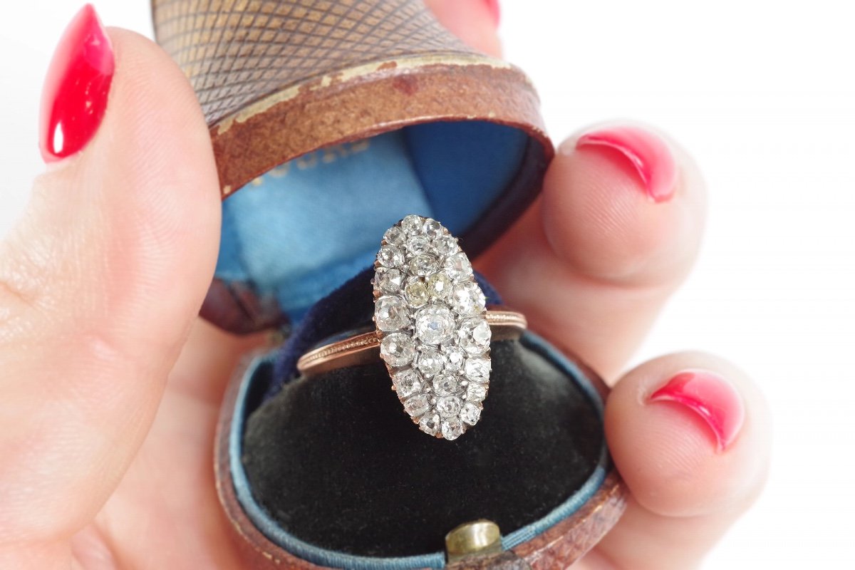 Old-cut Diamond Marquise Ring In 18 Karat Rose Gold, Victorian Jewelry, Old-cut Diamonds-photo-2