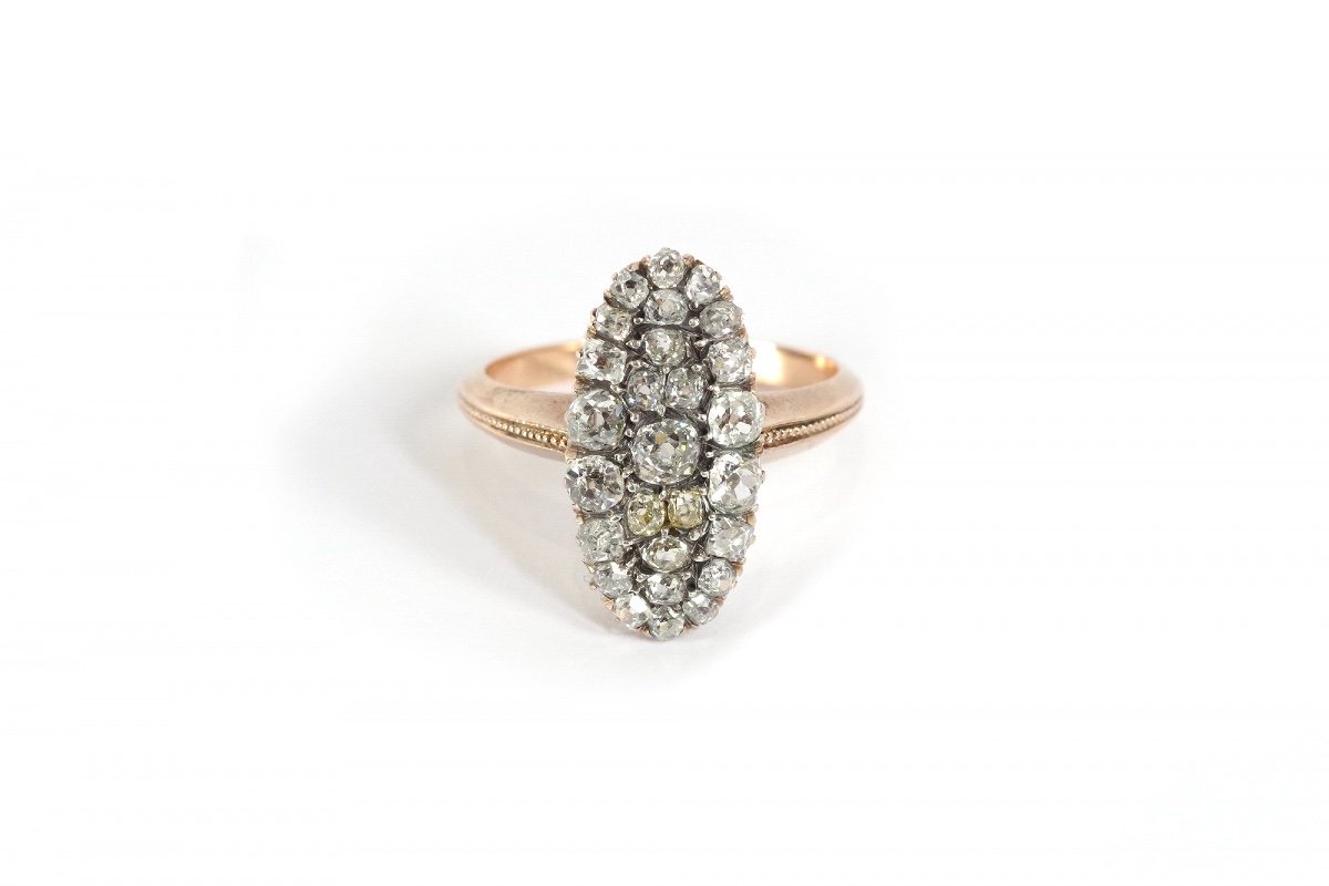 Old-cut Diamond Marquise Ring In 18 Karat Rose Gold, Victorian Jewelry, Old-cut Diamonds-photo-4