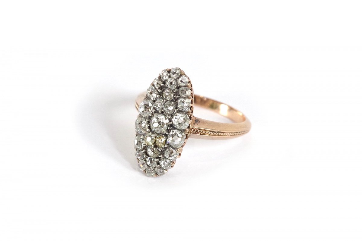 Old-cut Diamond Marquise Ring In 18 Karat Rose Gold, Victorian Jewelry, Old-cut Diamonds-photo-1