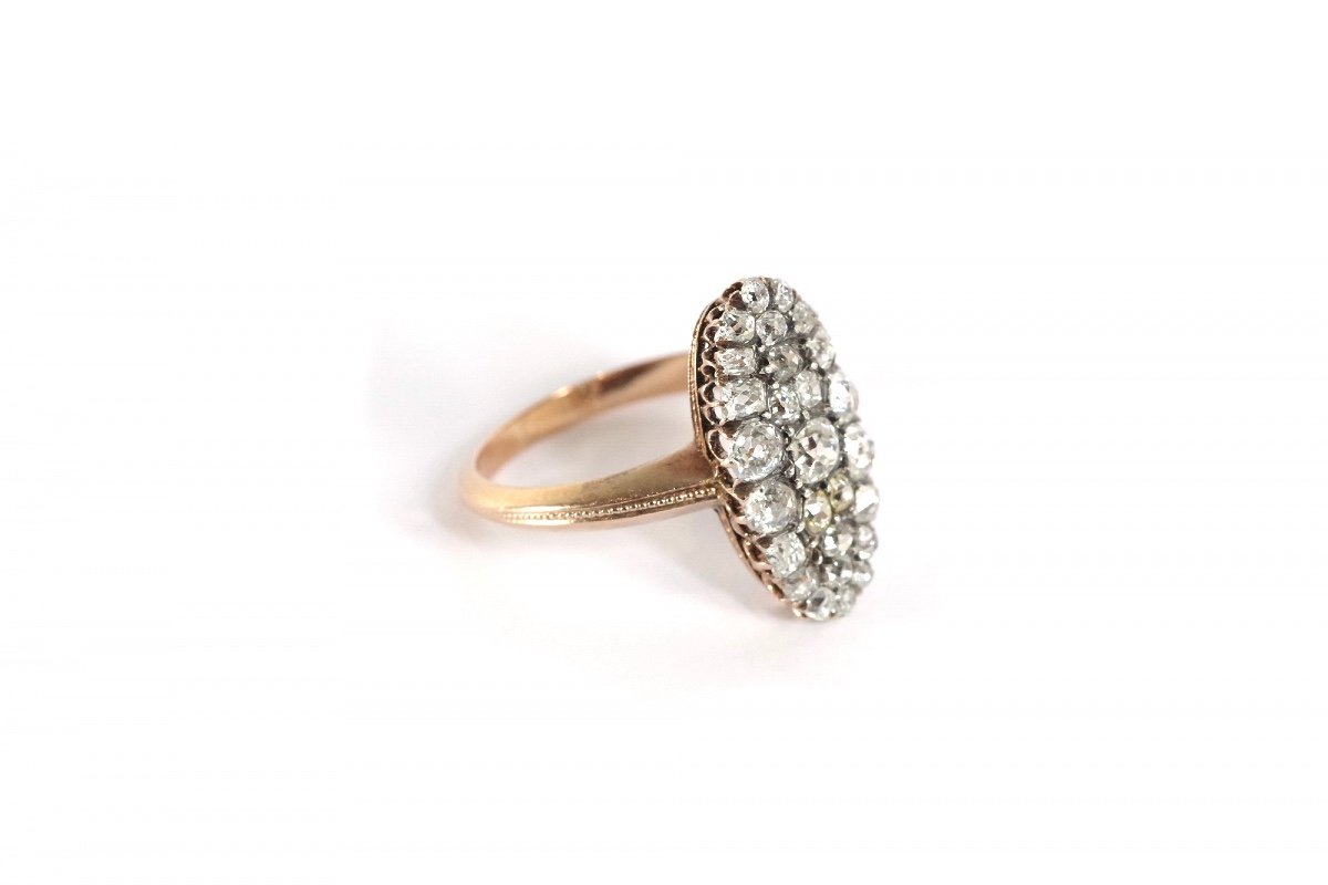 Old-cut Diamond Marquise Ring In 18 Karat Rose Gold, Victorian Jewelry, Old-cut Diamonds-photo-3