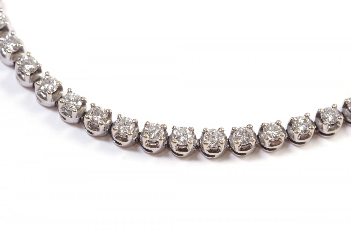 Bracelet Tennis Diamants 2.5 Cts En Or Blanc 18k, Bracelet Ligne Vintage-photo-2