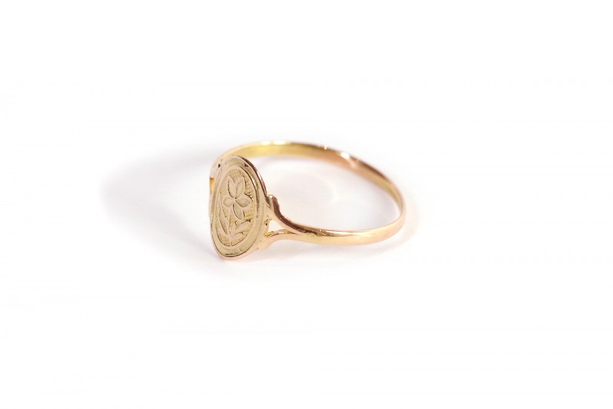 French Victorian Pansy Ring In 18k Gold, Regional Ring, Poitou, Pansy Flower, French Jewel-photo-2