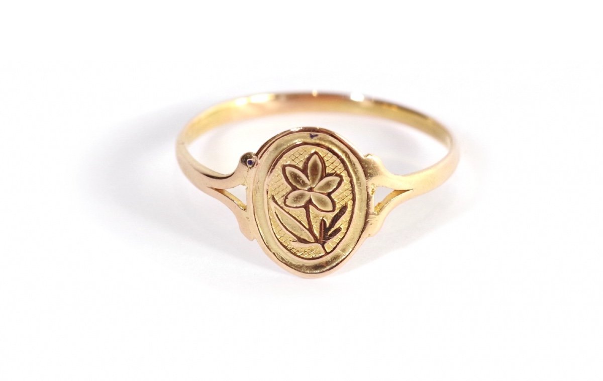 French Victorian Pansy Ring In 18k Gold, Regional Ring, Poitou, Pansy Flower, French Jewel